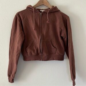 Full Tilt Crop Hoodie Brown Women Full Zip
